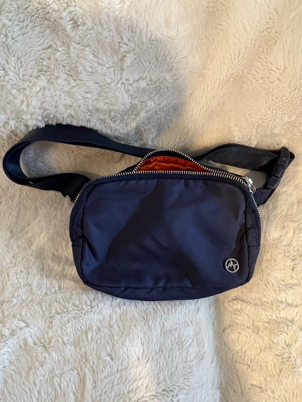 Pander Navy Crossbody Waist Bag with Orange Lining